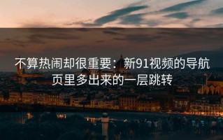 不算热闹却很重要：新91视频的导航页里多出来的一层跳转