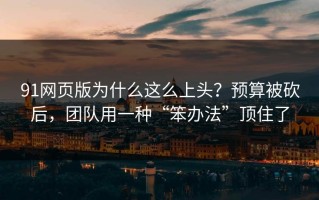 91网页版为什么这么上头？预算被砍后，团队用一种“笨办法”顶住了