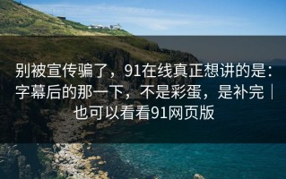 别被宣传骗了，91在线真正想讲的是：字幕后的那一下，不是彩蛋，是补完｜也可以看看91网页版