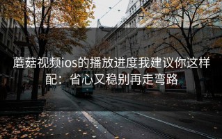 蘑菇视频ios的播放进度我建议你这样配：省心又稳别再走弯路
