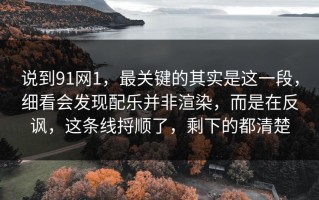 说到91网1，最关键的其实是这一段，细看会发现配乐并非渲染，而是在反讽，这条线捋顺了，剩下的都清楚
