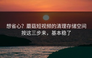 想省心？蘑菇短视频的清理存储空间按这三步来，基本稳了