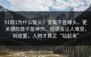 91网1为什么能火？答案不在噱头，更关键的是不是神作，但很会让人难受，到这里，人物才真正“站起来”