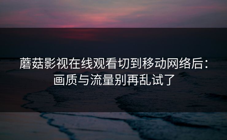 蘑菇影视在线观看切到移动网络后：画质与流量别再乱试了