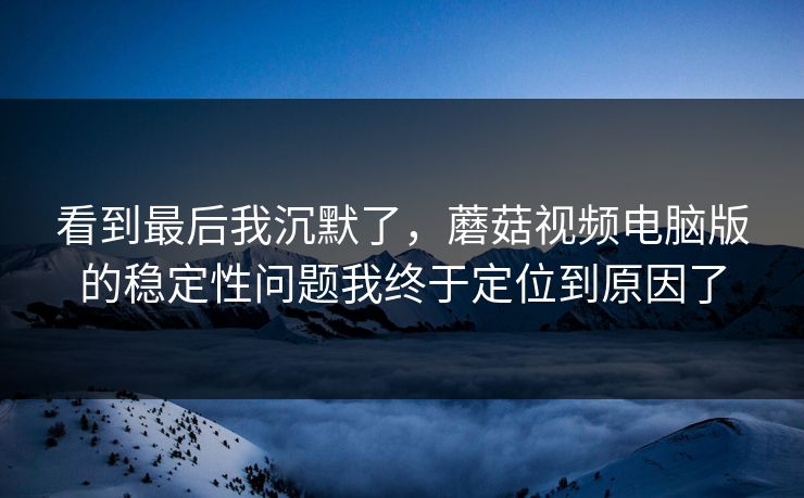 看到最后我沉默了，蘑菇视频电脑版的稳定性问题我终于定位到原因了-第1张图片-蘑菇视频电脑版 - 网页端高清观看神器