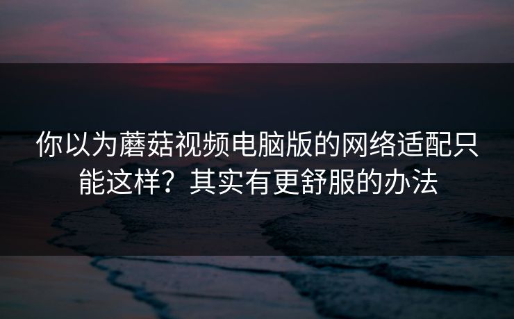 你以为蘑菇视频电脑版的网络适配只能这样？其实有更舒服的办法-第1张图片-蘑菇视频电脑版 - 网页端高清观看神器