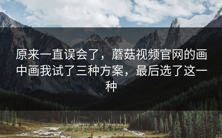 原来一直误会了，蘑菇视频官网的画中画我试了三种方案，最后选了这一种-第1张图片-蘑菇视频电脑版 - 网页端高清观看神器
