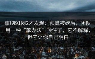 重刷91网2才发现：预算被砍后，团队用一种“笨办法”顶住了，它不解释，但它让你自己明白