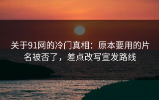 关于91网的冷门真相：原本要用的片名被否了，差点改写宣发路线