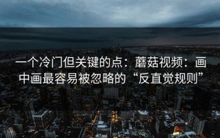 一个冷门但关键的点：蘑菇视频：画中画最容易被忽略的“反直觉规则”