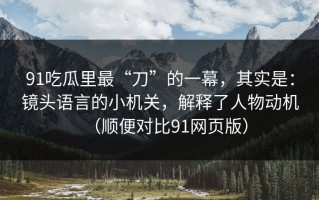 91吃瓜里最“刀”的一幕，其实是：镜头语言的小机关，解释了人物动机（顺便对比91网页版）