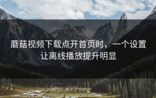 蘑菇视频下载点开首页时，一个设置让离线播放提升明显
