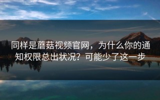 同样是蘑菇视频官网，为什么你的通知权限总出状况？可能少了这一步