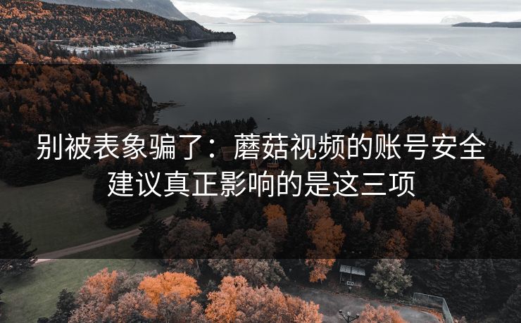 别被表象骗了：蘑菇视频的账号安全建议真正影响的是这三项