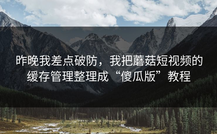 昨晚我差点破防，我把蘑菇短视频的缓存管理整理成“傻瓜版”教程-第1张图片-蘑菇视频电脑版 - 网页端高清观看神器